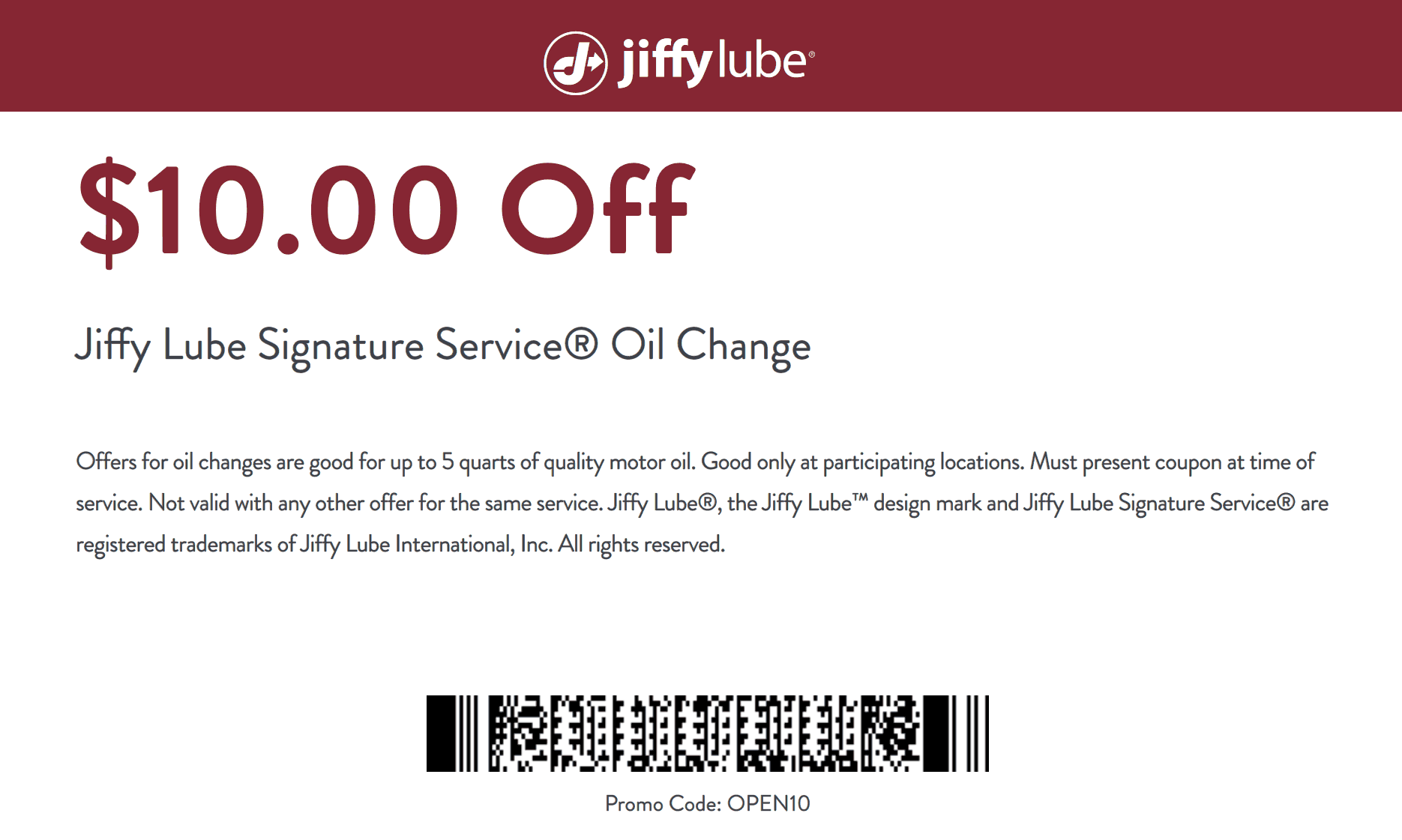  10 Off Signature Oil Change At Jiffy Lube jiffylube The Coupons App 
