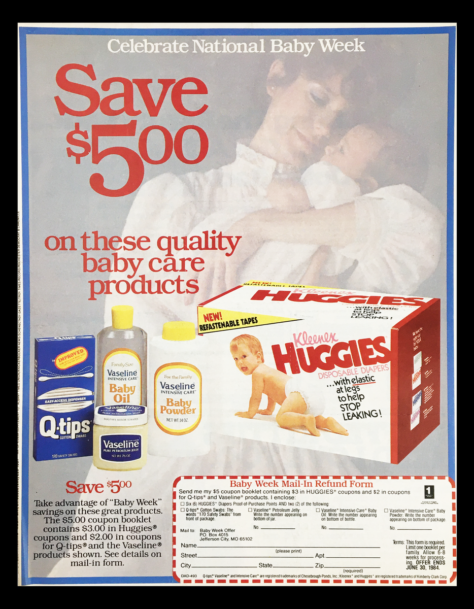 1984 Kleenex Huggies Disposable Diapers Circular Coupon 
