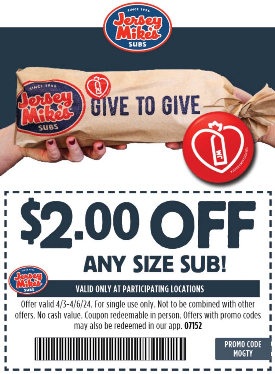  2 Off Any Sub Sandwich Today At Jersey Mikes jerseymikes The 