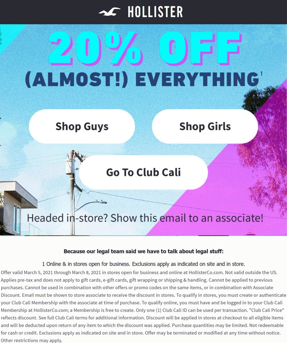 20 Off At Hollister Ditto Online hollister The Coupons App 