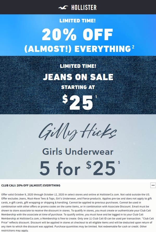 20 Off At Hollister Ditto Online hollister The Coupons App 
