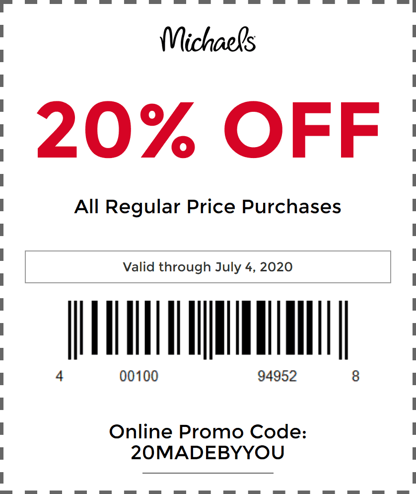 20 Off At Michaels Or Online Via Promo Code 20MADEBYYOU michaels 