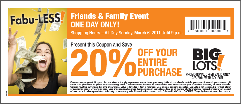 20 Off Big Lots Printable Coupon
