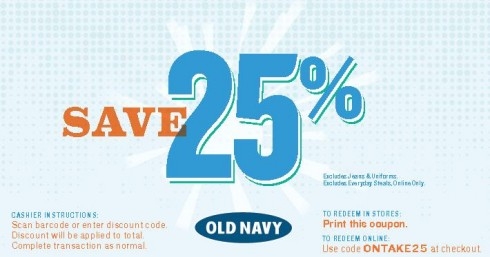 25 Off Old Navy Purchase Printable Coupon Deal Seeking Mom