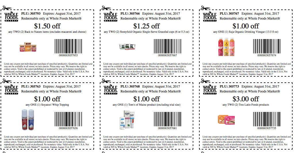 31 New Whole Foods Market Printable Coupons August 2017 All 
