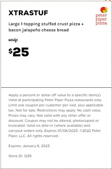 5 Off Peter Piper Pizza Coupons Promo Codes Deals Dec 2022