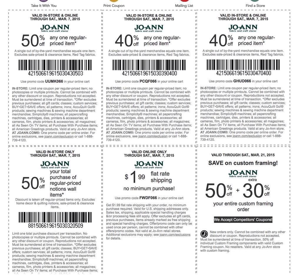50 Off Joann Fabric Printable Coupon Simple Coupon Deals