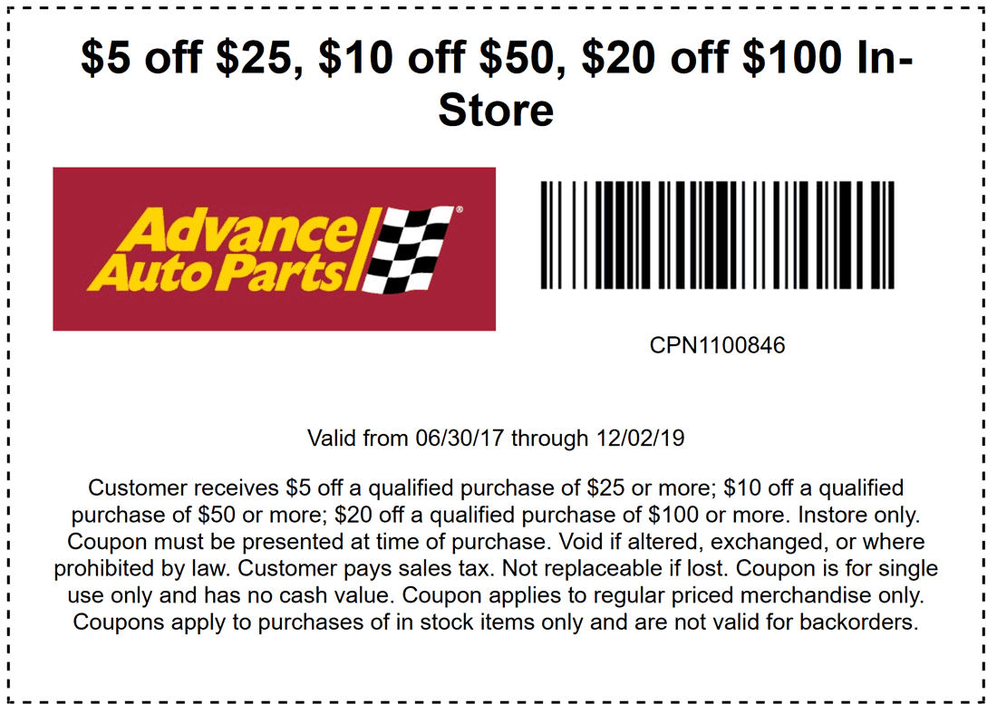 Advance Auto Parts Coupon In Store Printable