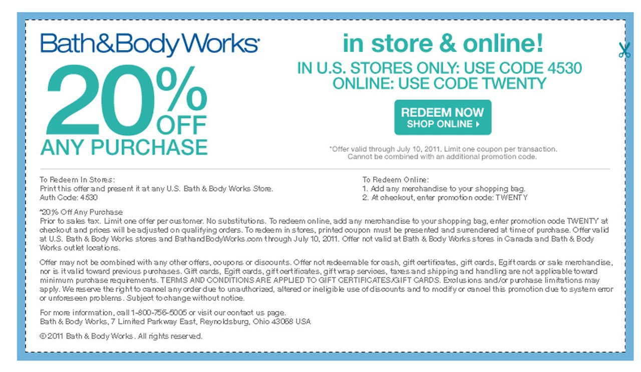 Bath And Body Printable Coupon
