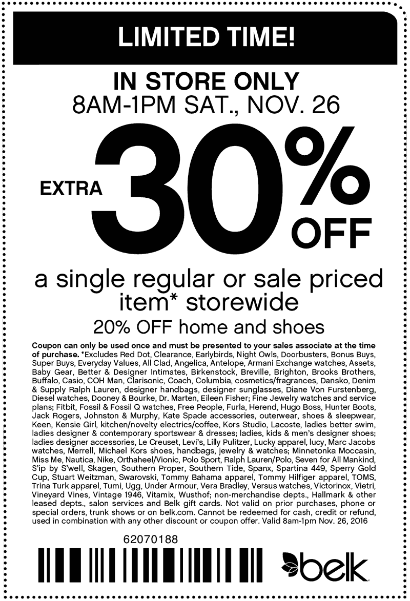 Belk Printable Coupon