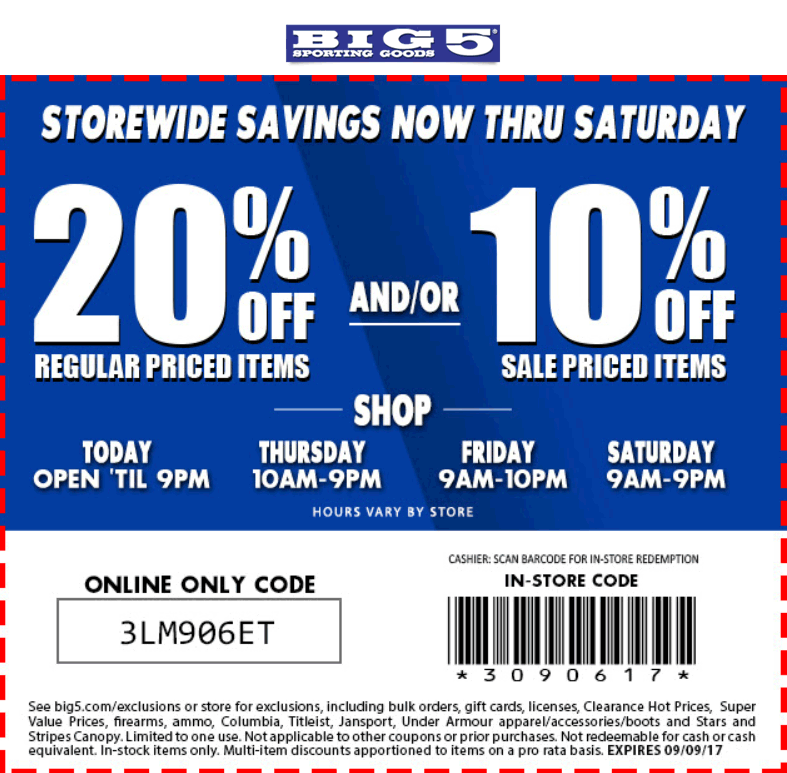 Big 5 Coupon 2024 Printable Gabbi Joannes