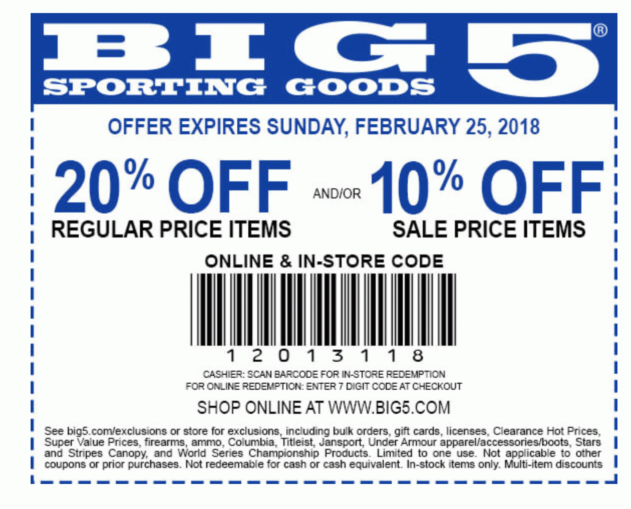 Big 5 Sporting Goods Printable Coupon