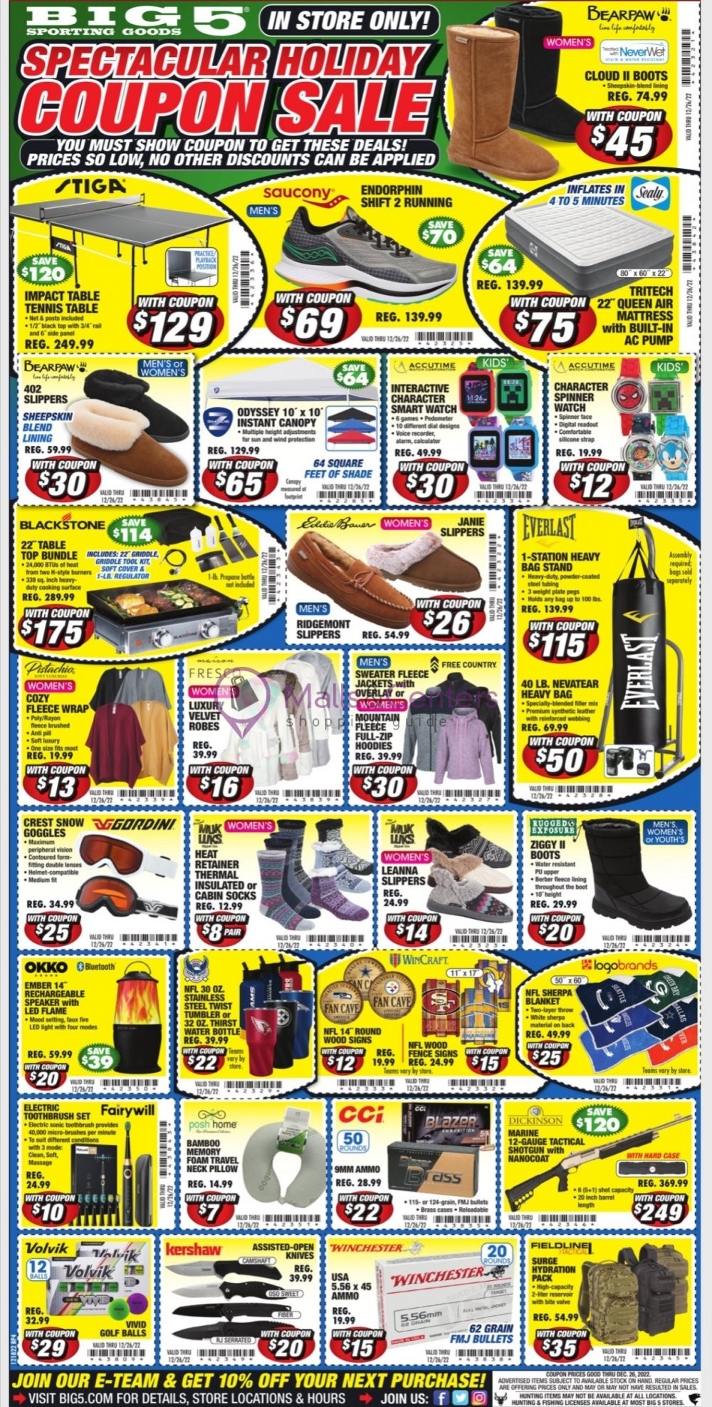 Big 5 Sporting Goods Weekly Ad Valid From 12 18 2022 To 12 26 2022 