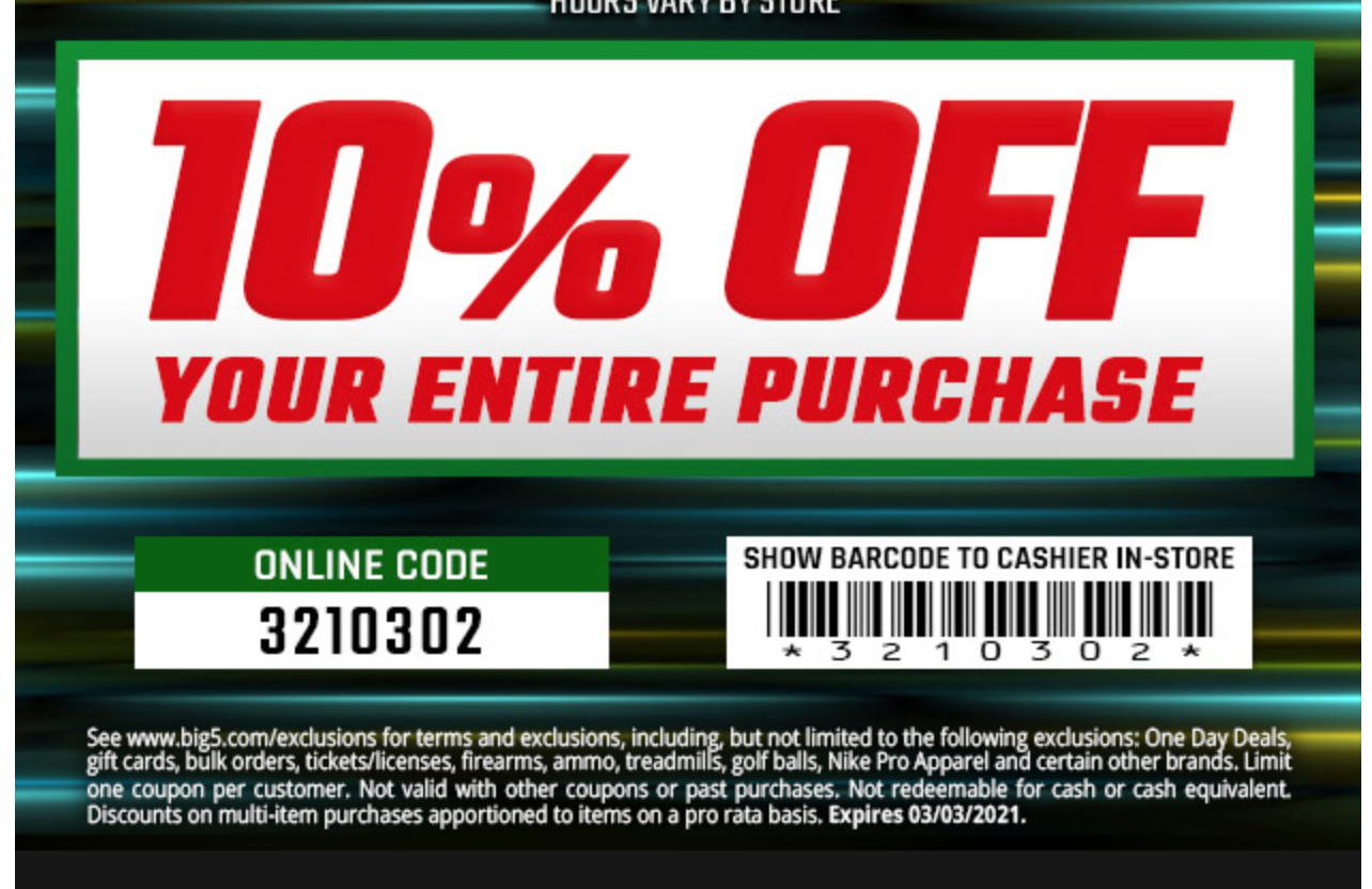 Big Five Printable Coupons For In Store