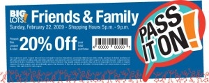 Big Lots 20 Off Printable Coupon Good 2 22 09 5pm 9pm Deal Seeking Mom
