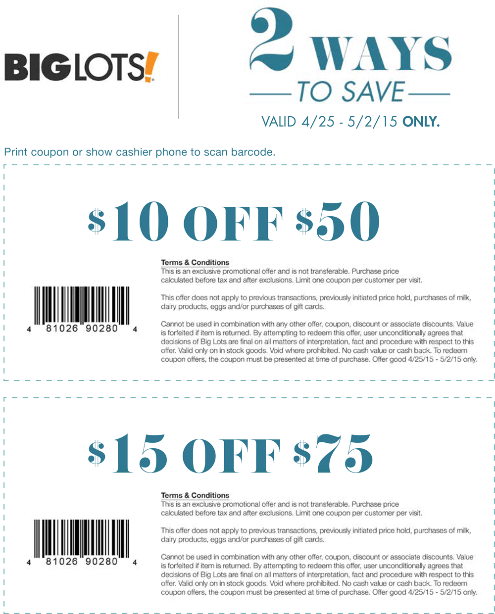 Big Lots Printable Coupon