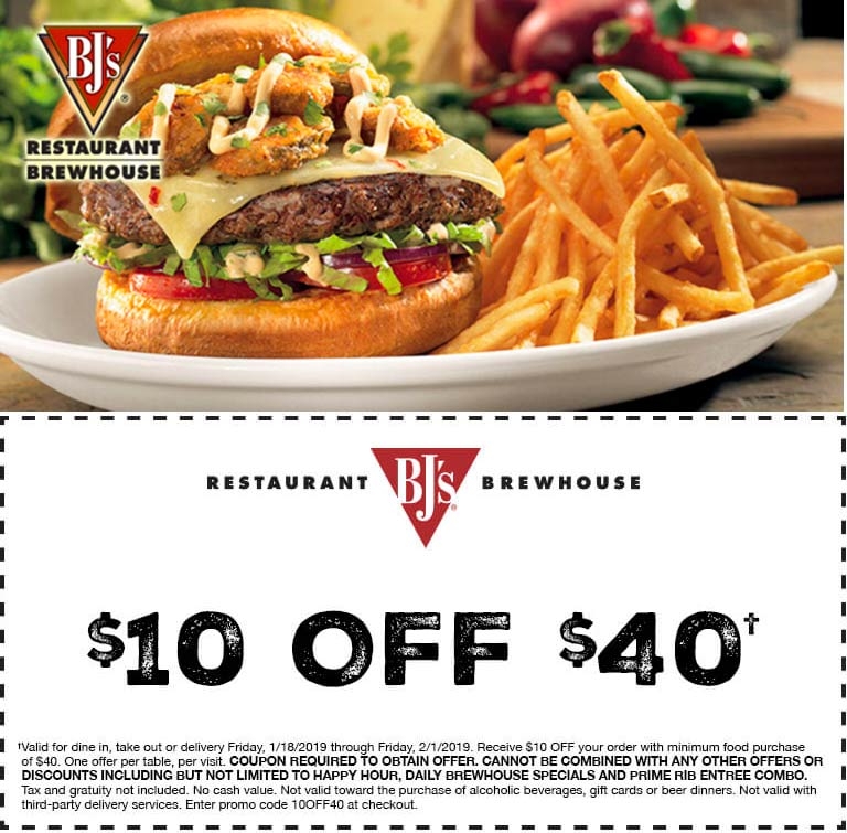 BJs Restaurant Coupons 10 Off 35 At BJs Restaurant Brewhouse