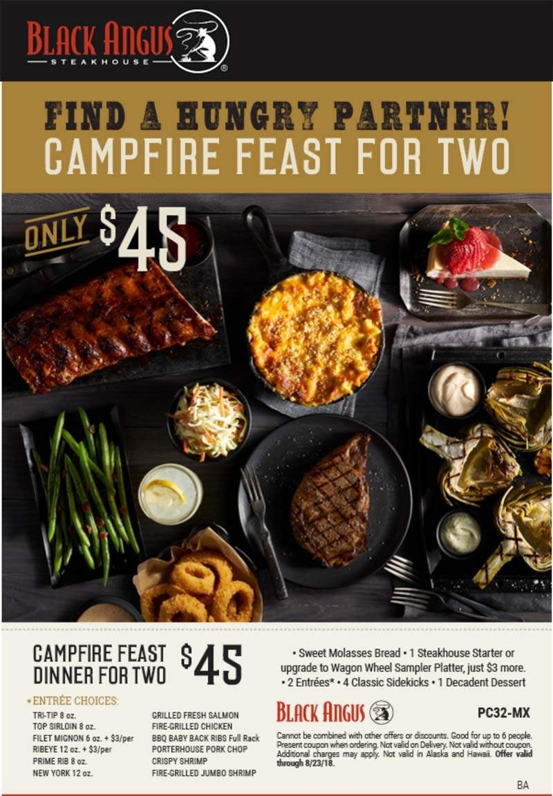 Black Angus Campfire Feast Coupon November 2019