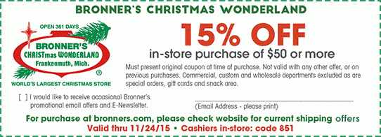 Bronner 39 s 15 Off Printable Coupon