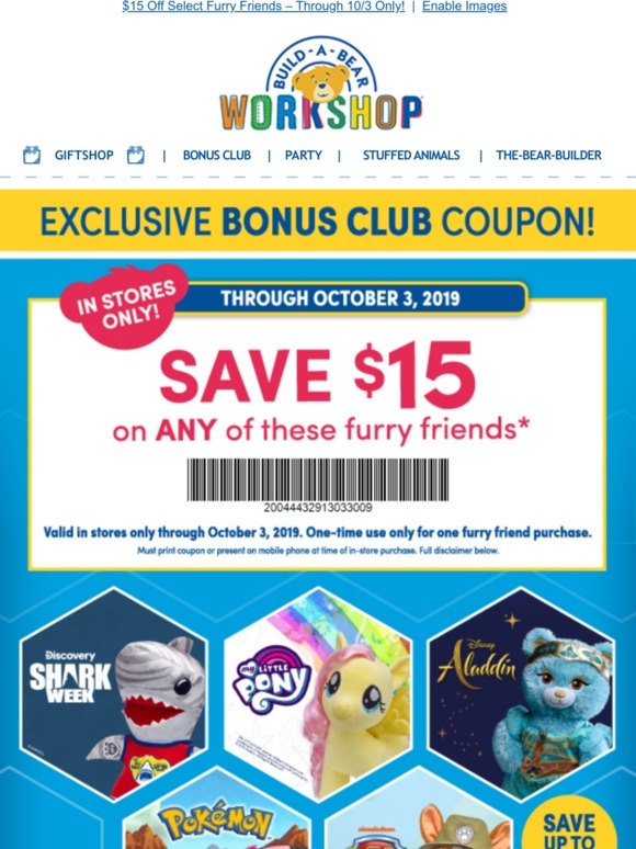 Build A Bear Coupon 15 Off Printable