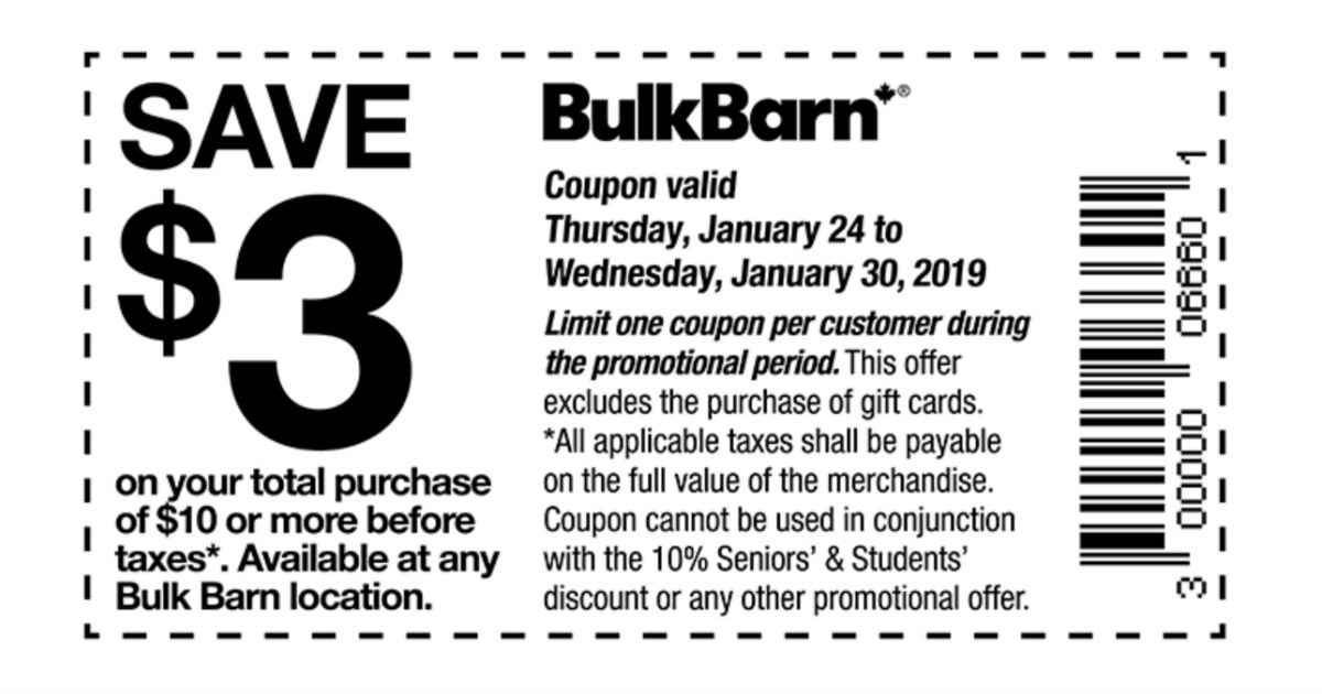 Bulk Barn 3 Off When You Spend 10 Or More Printable Coupons
