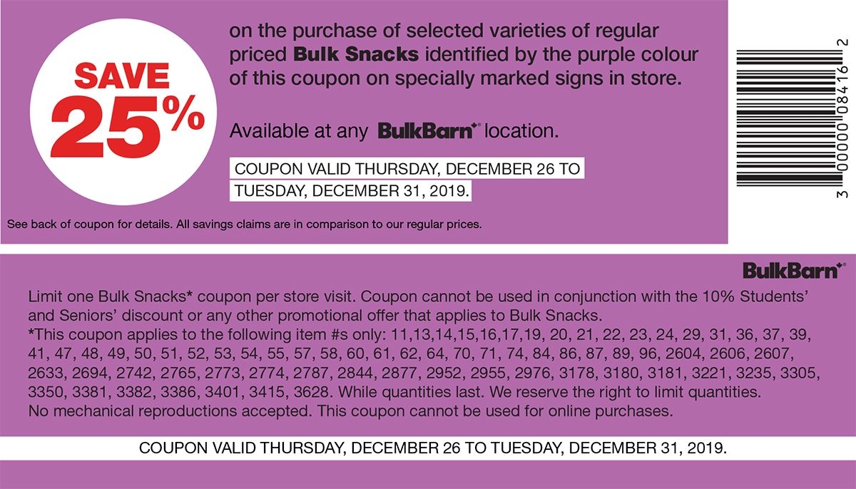 Bulk Barn Coupons December 26 To 31