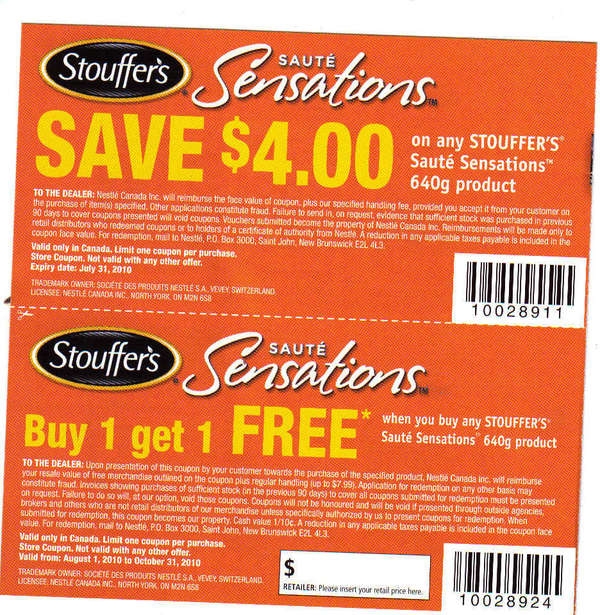 CAA Insert Coupons Stouffers