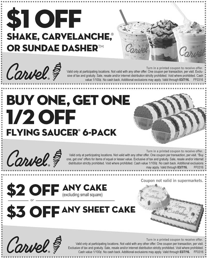 Carvel Printable Coupon