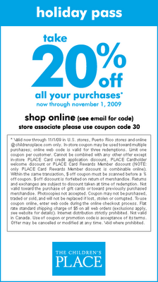 Children 39 s Place 20 Off Coupon Faithful Provisions