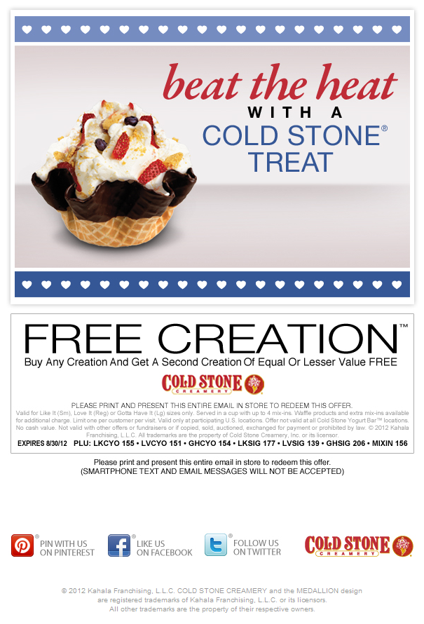Cold Stone Coupons Printable Calendar Printables