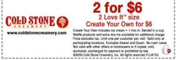 Cold Stone Creamery Printable Coupons September 2015 Printable 