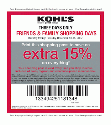 Coupon Heaven Printable Coupon For Kohls valid 12 13 12 15 07 