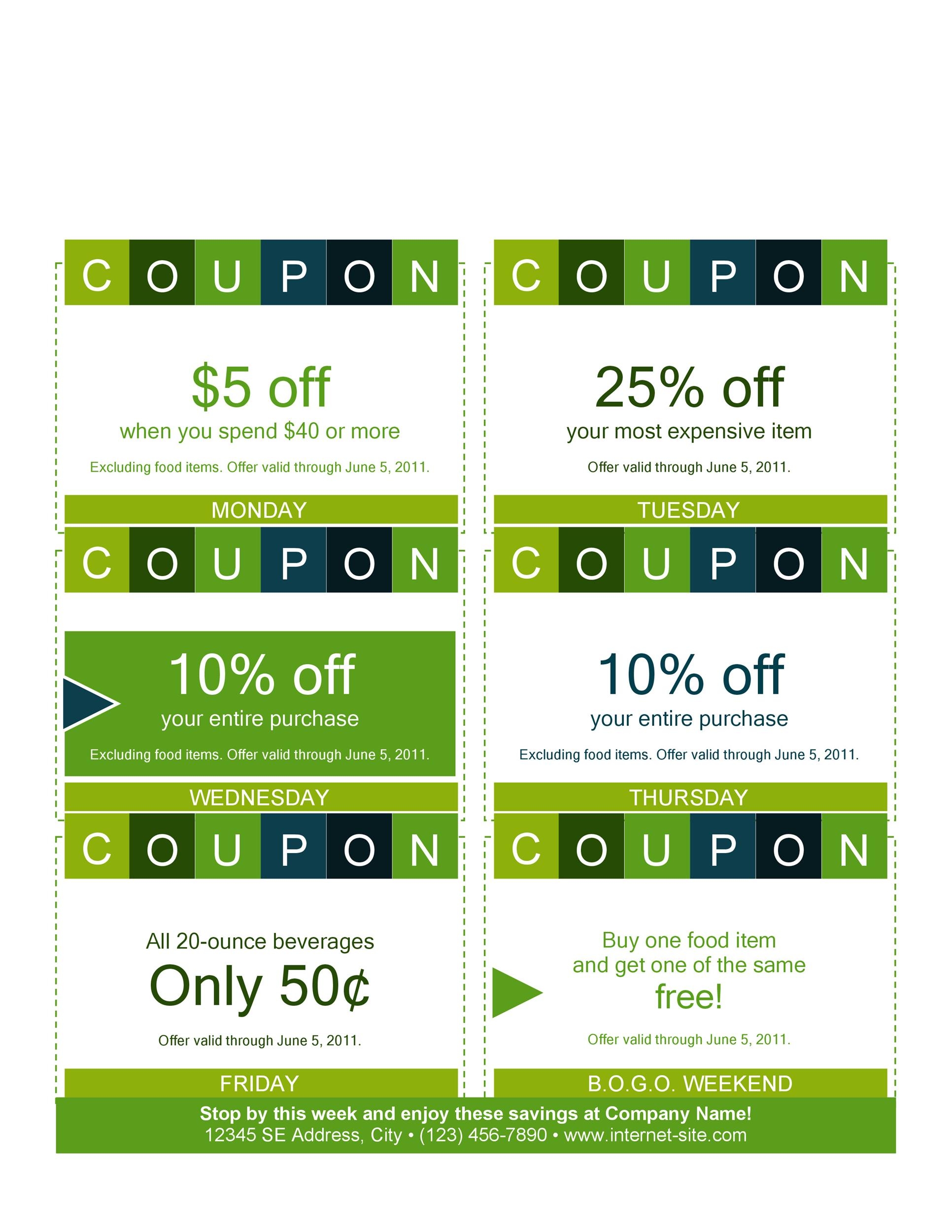Coupon Templates Free Printable