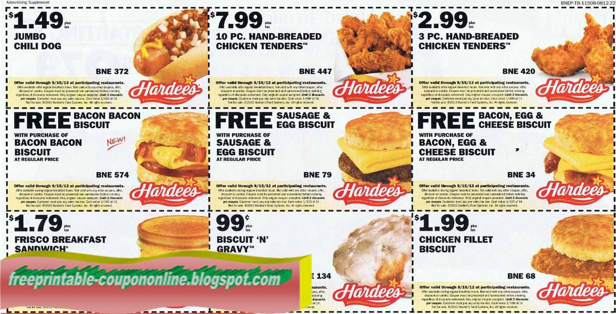Current Printable Current Hardees Coupons