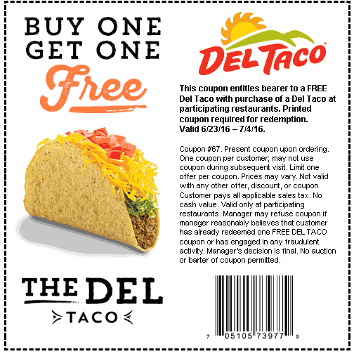 Del Taco Printable Coupons 2022 Printable Calendars AT A GLANCE
