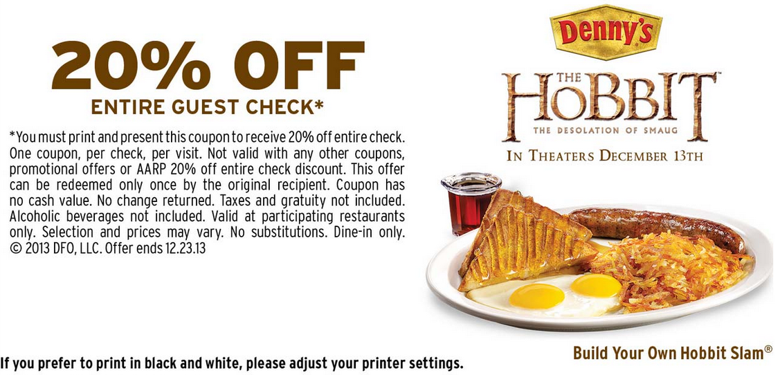 Dennys 20 Off Coupon 2021 Printable Printable Word Searches