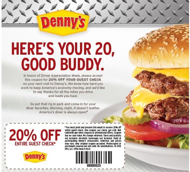 Dennys 20 Off Coupon Barcode 2025 Nathan H Hollis