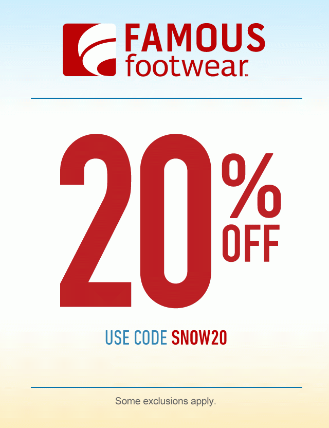 Famous Footwear 20 Percent Off Coupon Printable Printable Word Searches