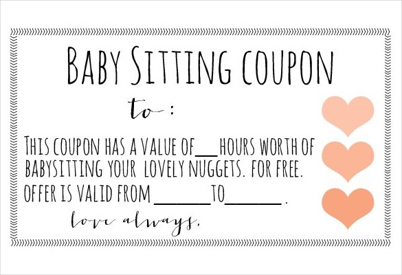 Free Printable Babysitting Coupon Template Printable Templates Free