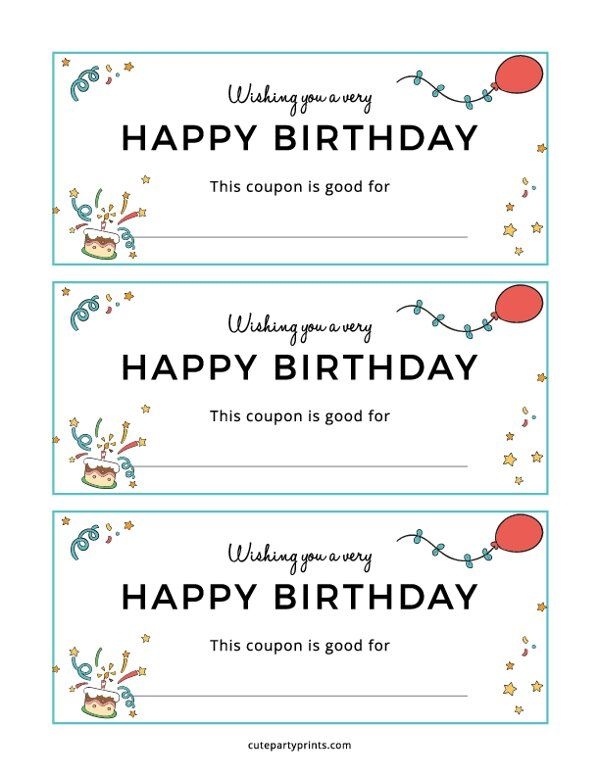 Free Printable Happy Birthday Coupons Template Birthday Coupons