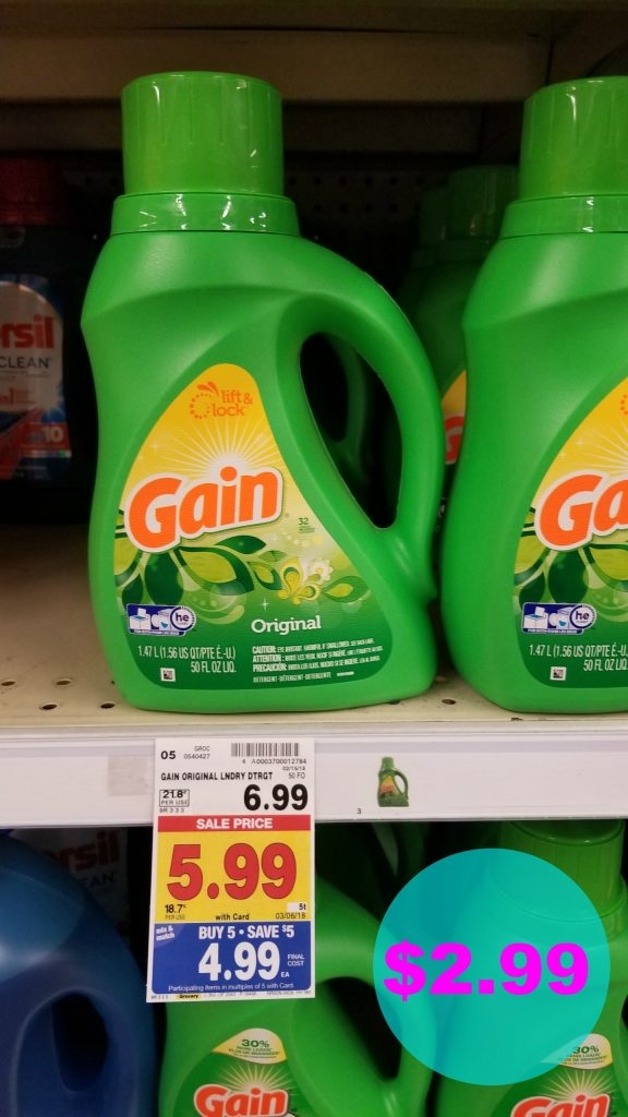 Gain Laundry Detergent 2 99 Kroger Couponing