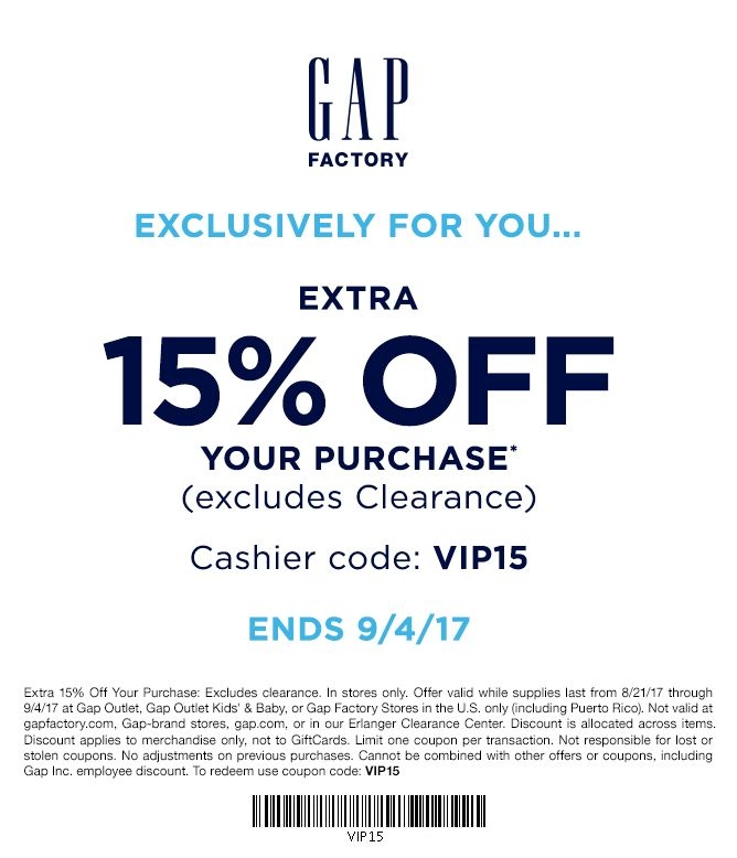 Gap Factory Coupons In Store Printable