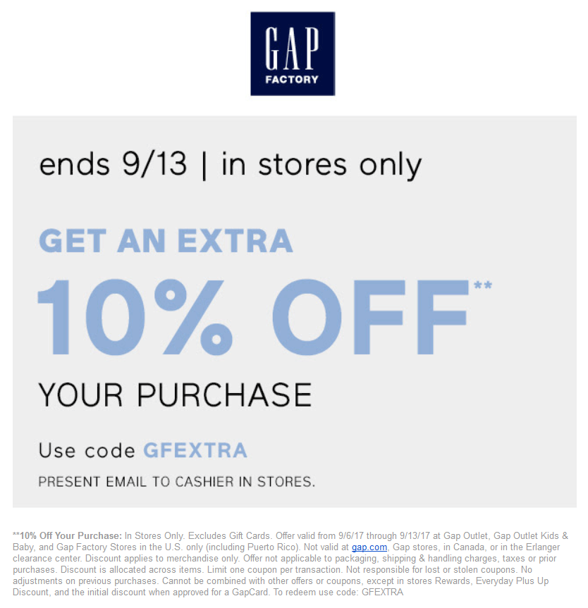Gap Factory Coupons In Store Printable