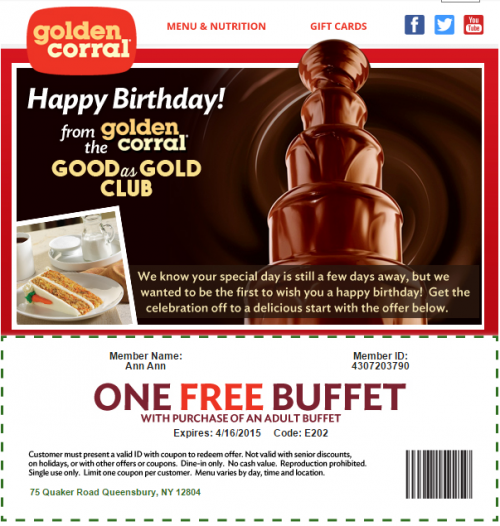 Golden Corral Coupons Buy One Get One Free Printable