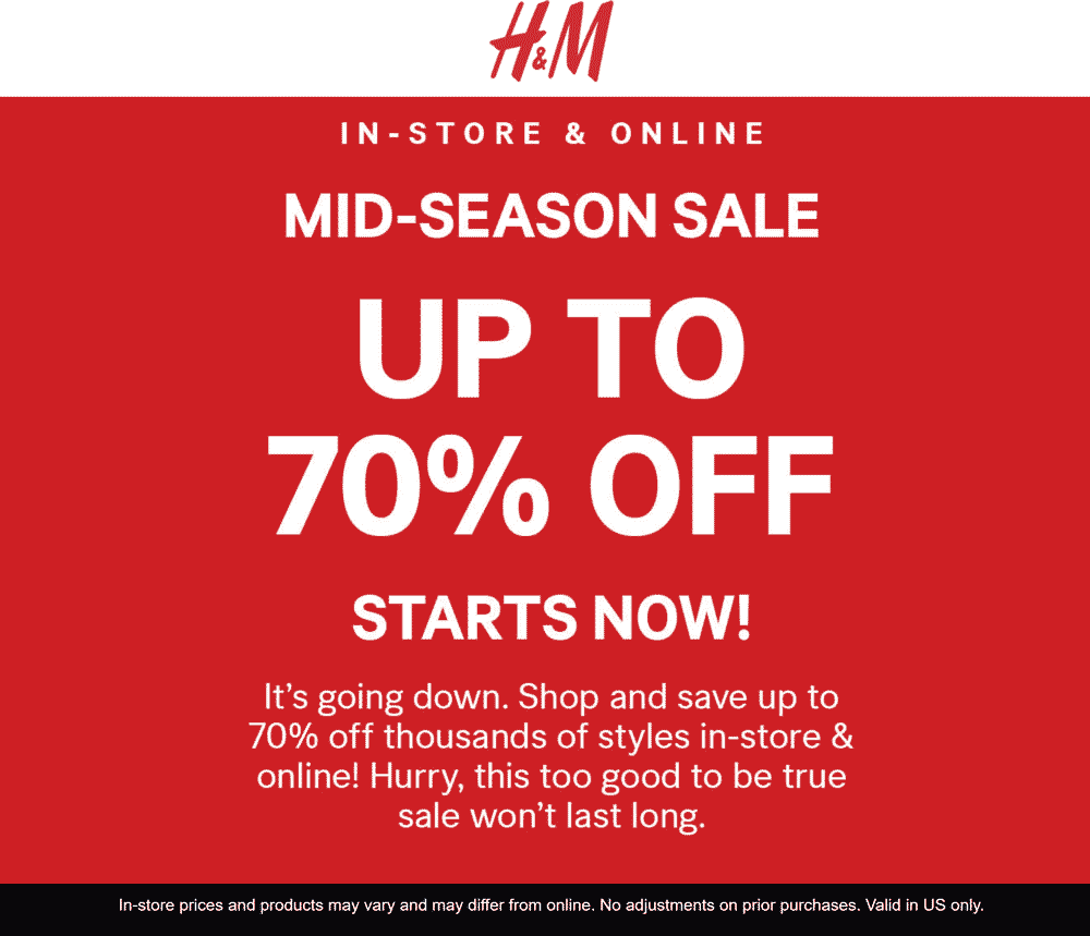 H M Printable Coupon
