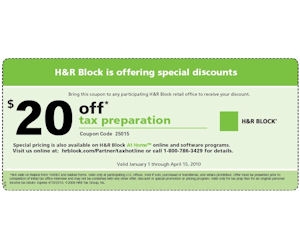 H r Block Printable Coupon