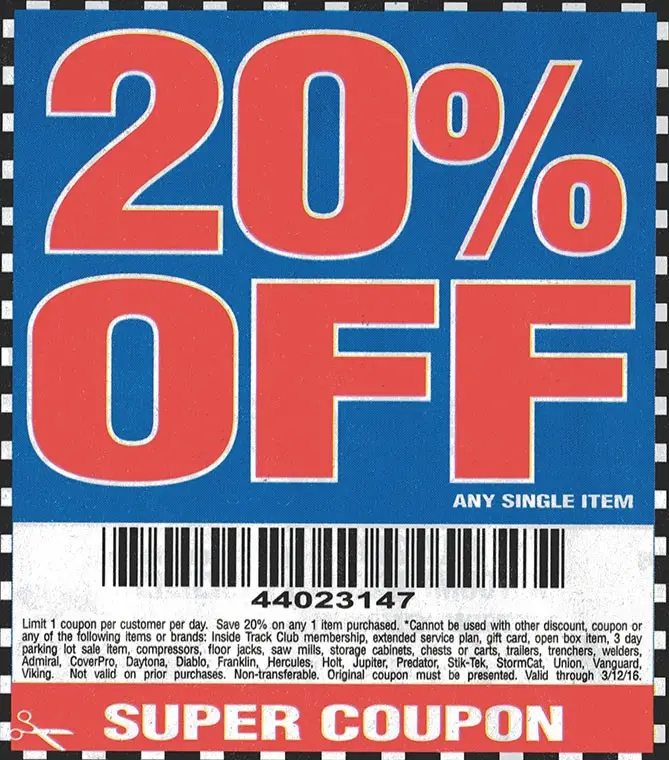 Harbor Freight 20 Off Coupon 2024 Printable Coloring Micki Susanna