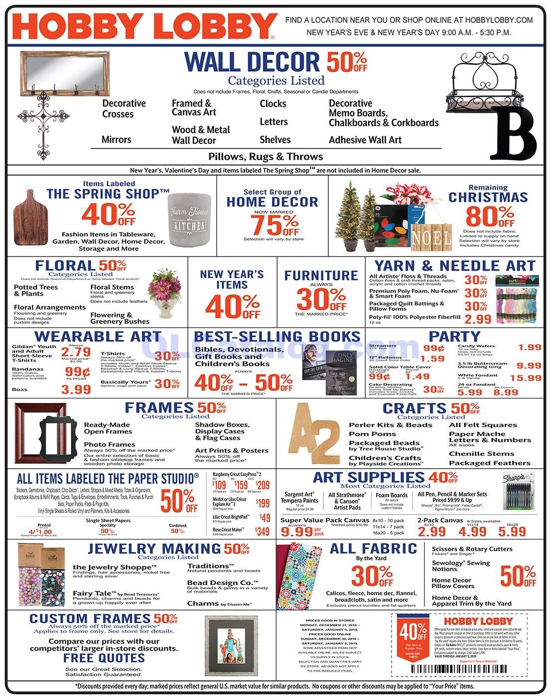 Hobby Lobby Coupon 40 Off Printable Coupons Printable Word Searches