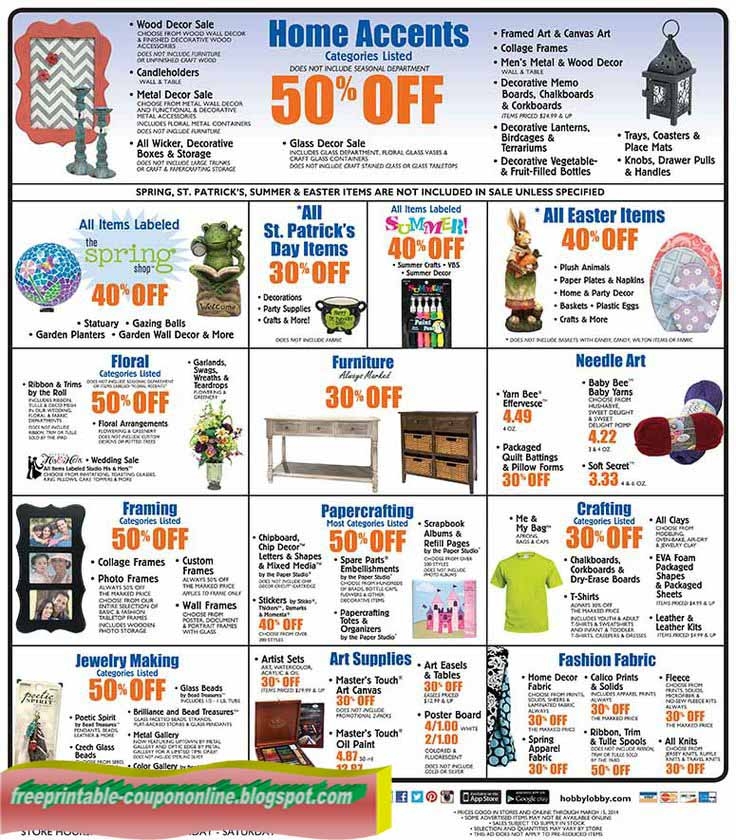 Hobby Lobby Coupons 2025 In Store Printable Sarah C Marion
