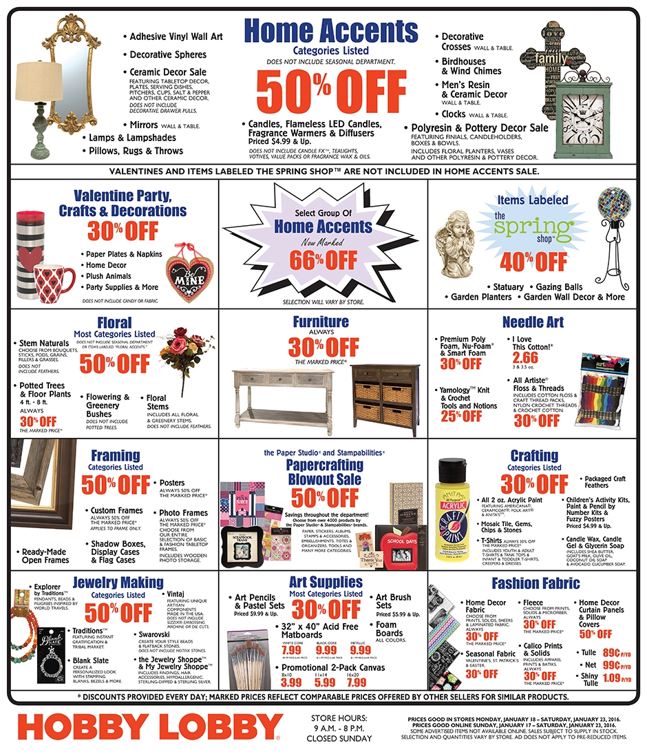 Hobby Lobby In Store Coupons Printable